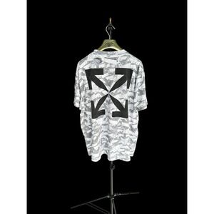 Off-White Mens TShirt Sz XL Vintage Virgil Abloh Designed X Logo Geometric AOP